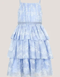 Lily Floral Print Tiered Dress Blue