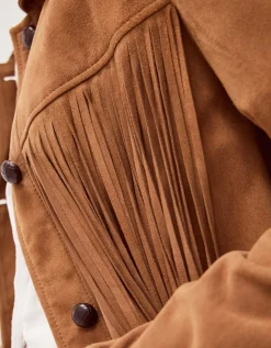 Lily Fringe Suede Jacket Tan