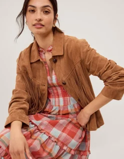 Lily Fringe Suede Jacket Tan
