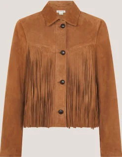 Lily Fringe Suede Jacket Tan