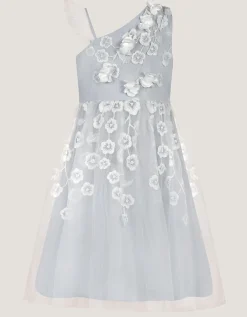 Liza Embroidered Asymmetrical Party Dress Blue