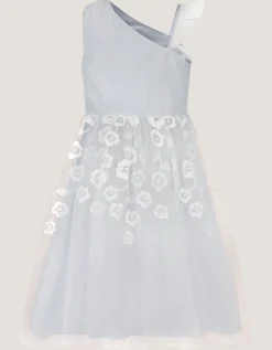 Liza Embroidered Asymmetrical Party Dress Blue