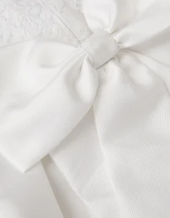 Lola Bow Lace Trim Communion Dress White