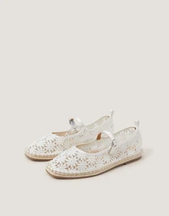Lola Lace Espadrille Flats Ivory