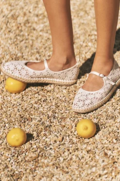 Lola Lace Espadrille Flats Ivory