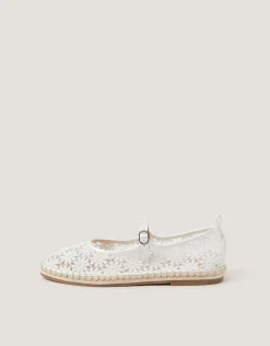 Lola Lace Espadrille Flats Ivory