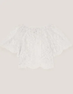 Lola Lace Short Sleeve Cover Up White