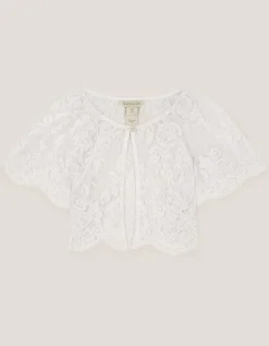 Lola Lace Short Sleeve Cover Up White
