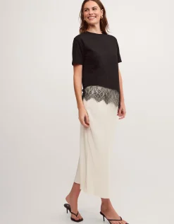Lola Lace Trim Jersey T-Shirt Black