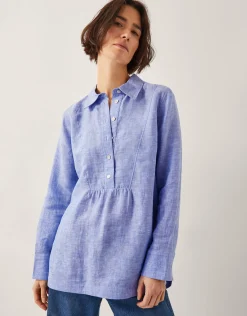 Lola Linen Longline Shirt Blue
