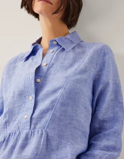 Lola Linen Longline Shirt Blue