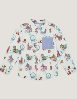 London Print Long Sleeve Shirt White