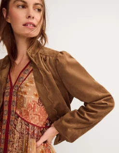 Lucia Faux Suede Jacket Brown