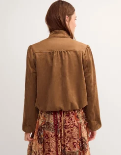 Lucia Faux Suede Jacket Brown