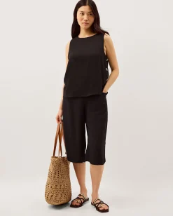 Lucy Linen Blend Tank Top Black