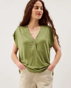 Lucy Linen Blend T-Shirt Green