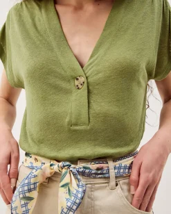 Lucy Linen Blend T-Shirt Green