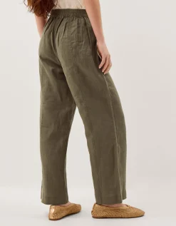 Lucy Regular Straight Leg Linen Trousers Green