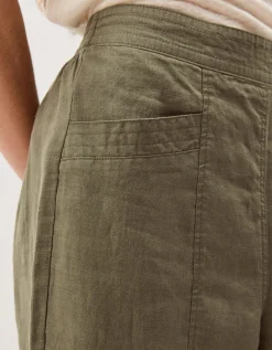 Lucy Regular Straight Leg Linen Trousers Green