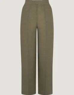 Lucy Regular Straight Leg Linen Trousers Green