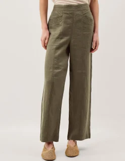 Lucy Short Straight Leg Linen Trousers Green