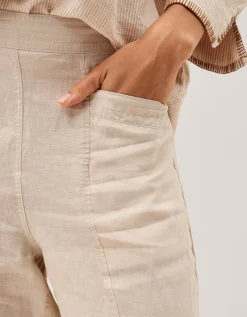 Lucy Short Straight Leg Linen Trousers Natural