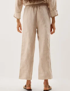 Lucy Short Straight Leg Linen Trousers Natural