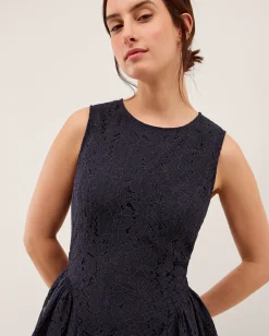 Lydia Sleeveless Lace Midi Dress Blue