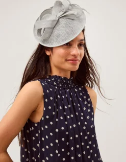Lynelle Bow Disc Fascinator Silver
