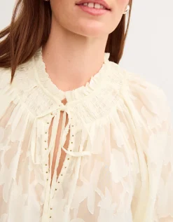 Lyra Sheer Devoré Blouse Ivory