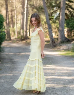 Lyrical Sisters Frill Tiered Maxi Dress Yellow