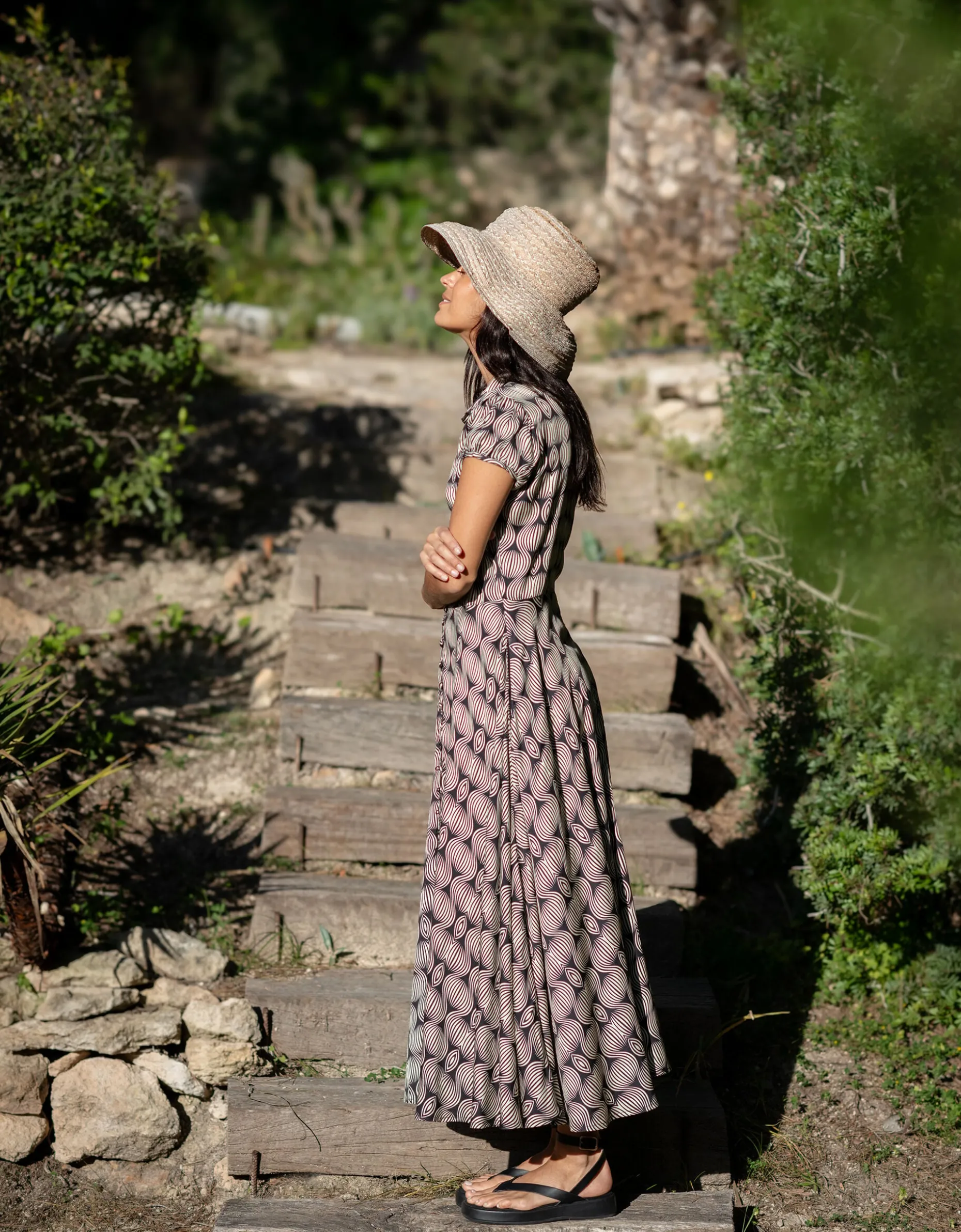 Lyrical Sisters Printed Maxi Shirt Dress Black