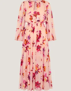 Mabel Long Sleeve Floral Maxi Dress Pink