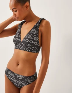 Macie Shell Print Bikini Bottoms Black