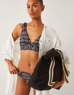 Macie Shell Print Bikini Bottoms Black