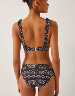 Macie Shell Print Bikini Bottoms Black
