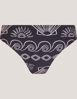 Macie Shell Print Bikini Bottoms Black