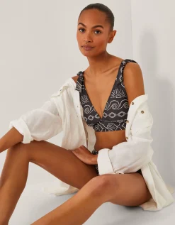 Macie Shell Print Bikini Top Black
