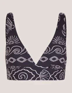 Macie Shell Print Bikini Top Black