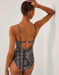 Macie Shell Print Swimsuit Black