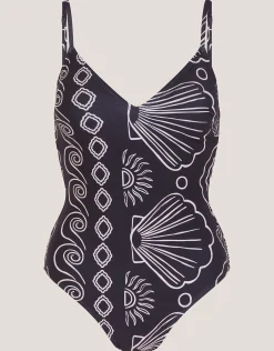 Macie Shell Print Swimsuit Black