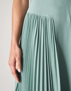 Madison Flutter Sleeve Pleated Bridesmaid Dress Green