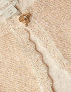 Maeve Bow Button Cardigan Gold