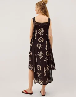 Mafalda Sun Print Lace Midi Dress Black