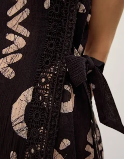 Mafalda Sun Print Lace Midi Dress Black