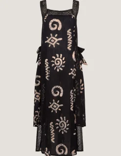 Mafalda Sun Print Lace Midi Dress Black