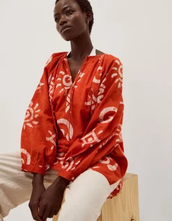 Mafalda Sun Print Mini Kaftan Orange