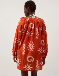 Mafalda Sun Print Mini Kaftan Orange