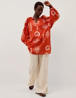 Mafalda Sun Print Mini Kaftan Orange