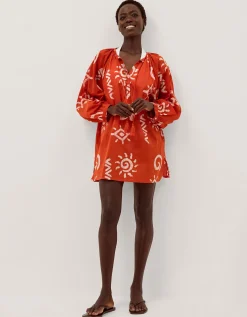 Mafalda Sun Print Mini Kaftan Orange